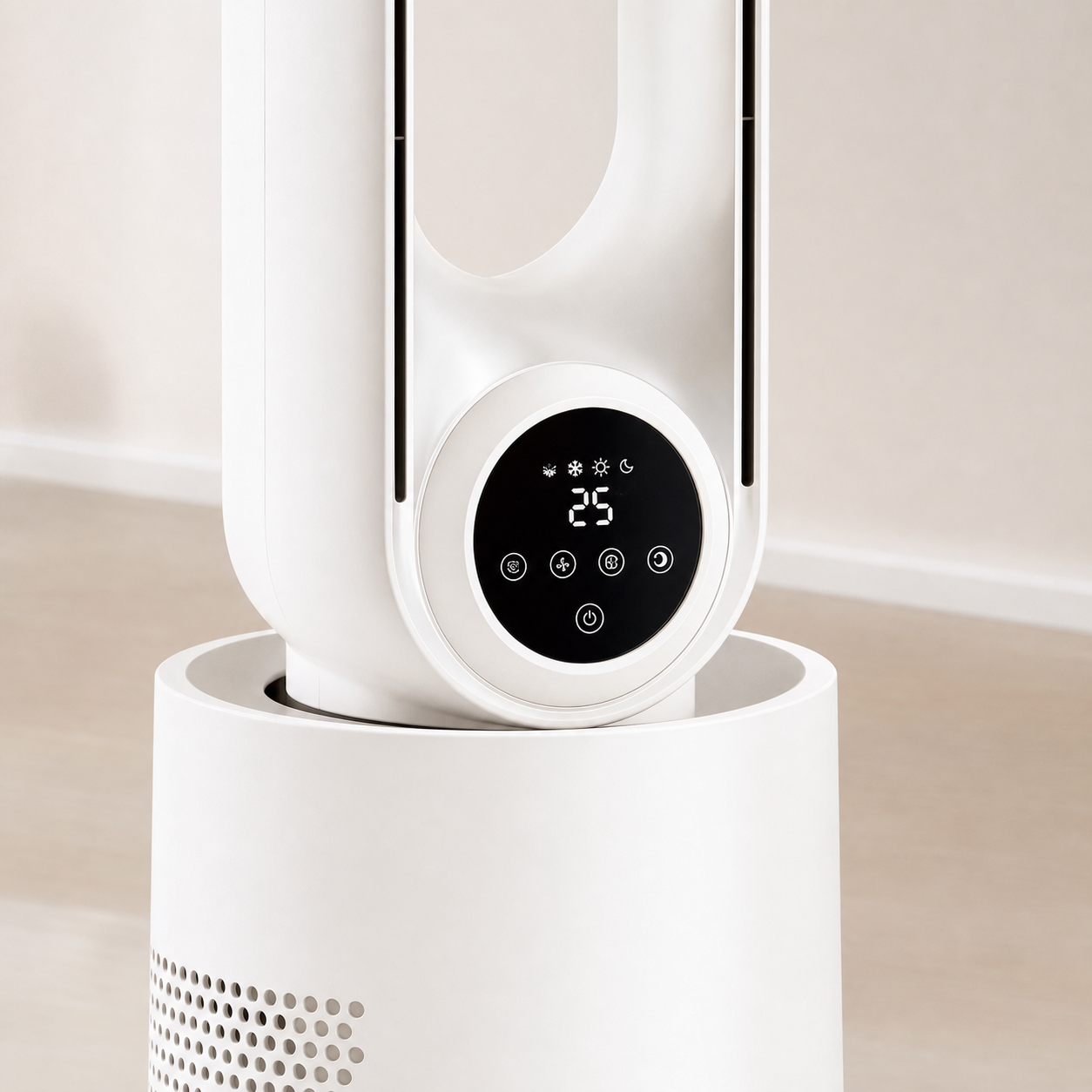 Close-up of the Lumen Pro circular digital display and white base